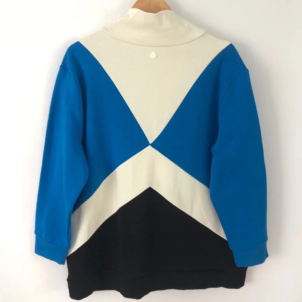 T By Talbots Plus French Terry Colorblock Mock Neck Pullover Sweatshirt 2X NWT